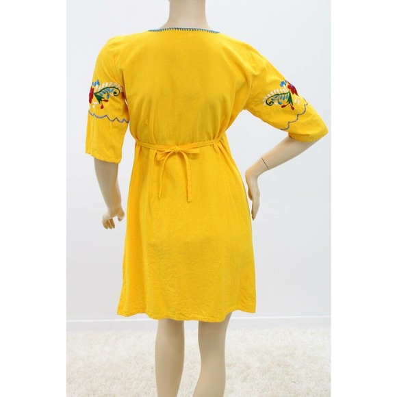 Heavily Embroidered Dress Womens M Tunic Florals Fiesta Dress With Tie Back - Picture 5 of 8